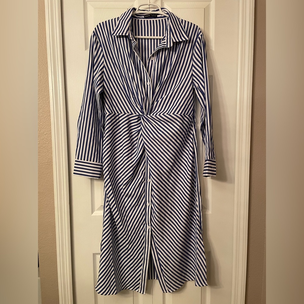 Twist front shirt dress